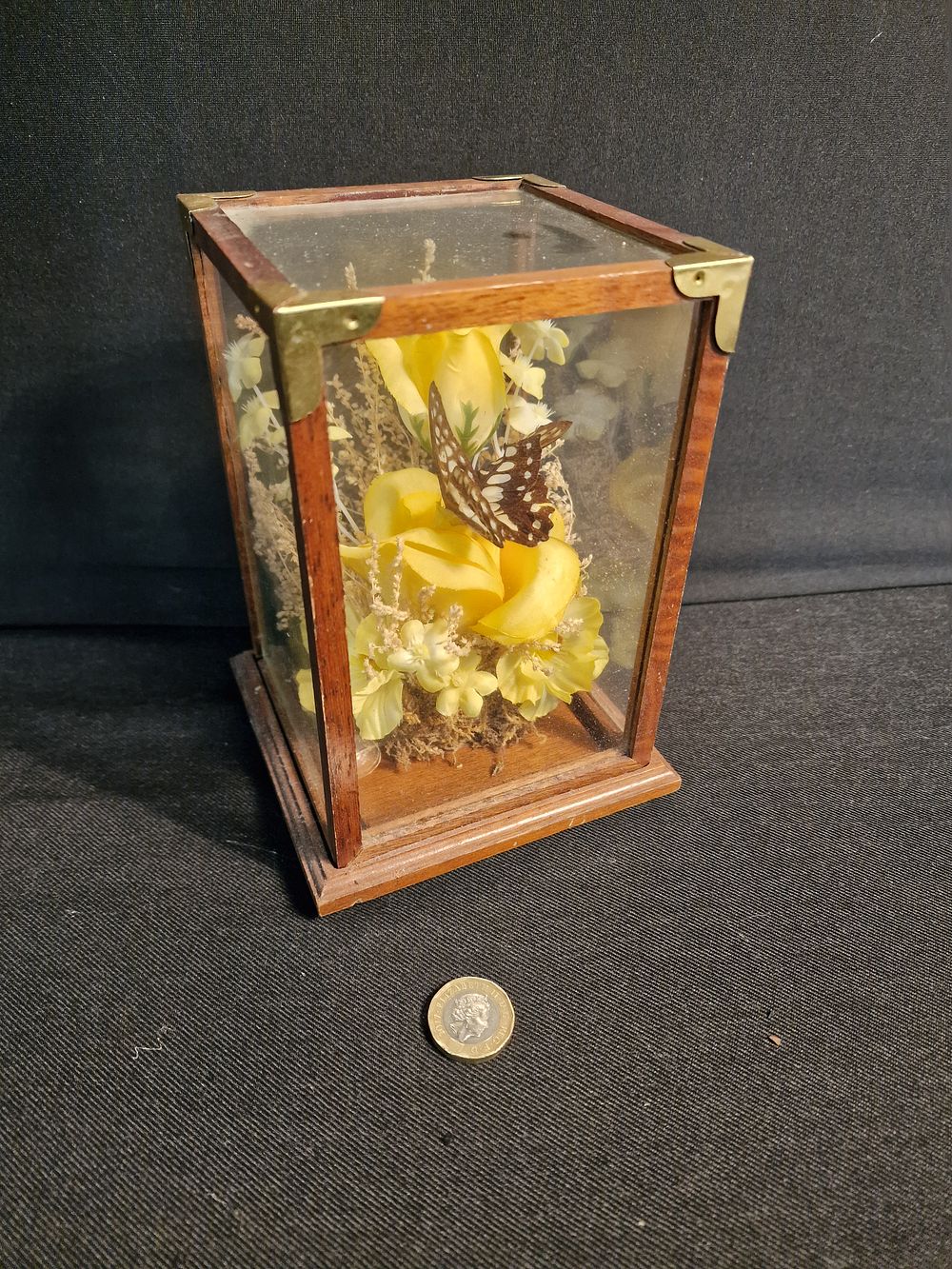 Lot 305: Framed Butterfly on Flowers Decoration