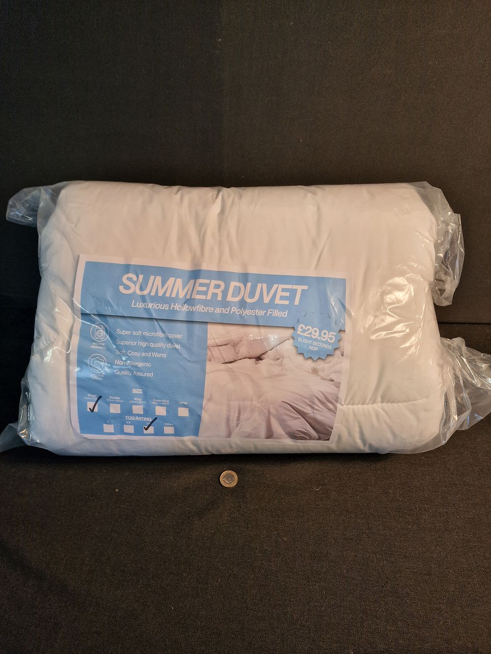 Lot 334: New Sealed Summer Duvet Single 7.5 Tog RRP £29.95 Slight Seconds
