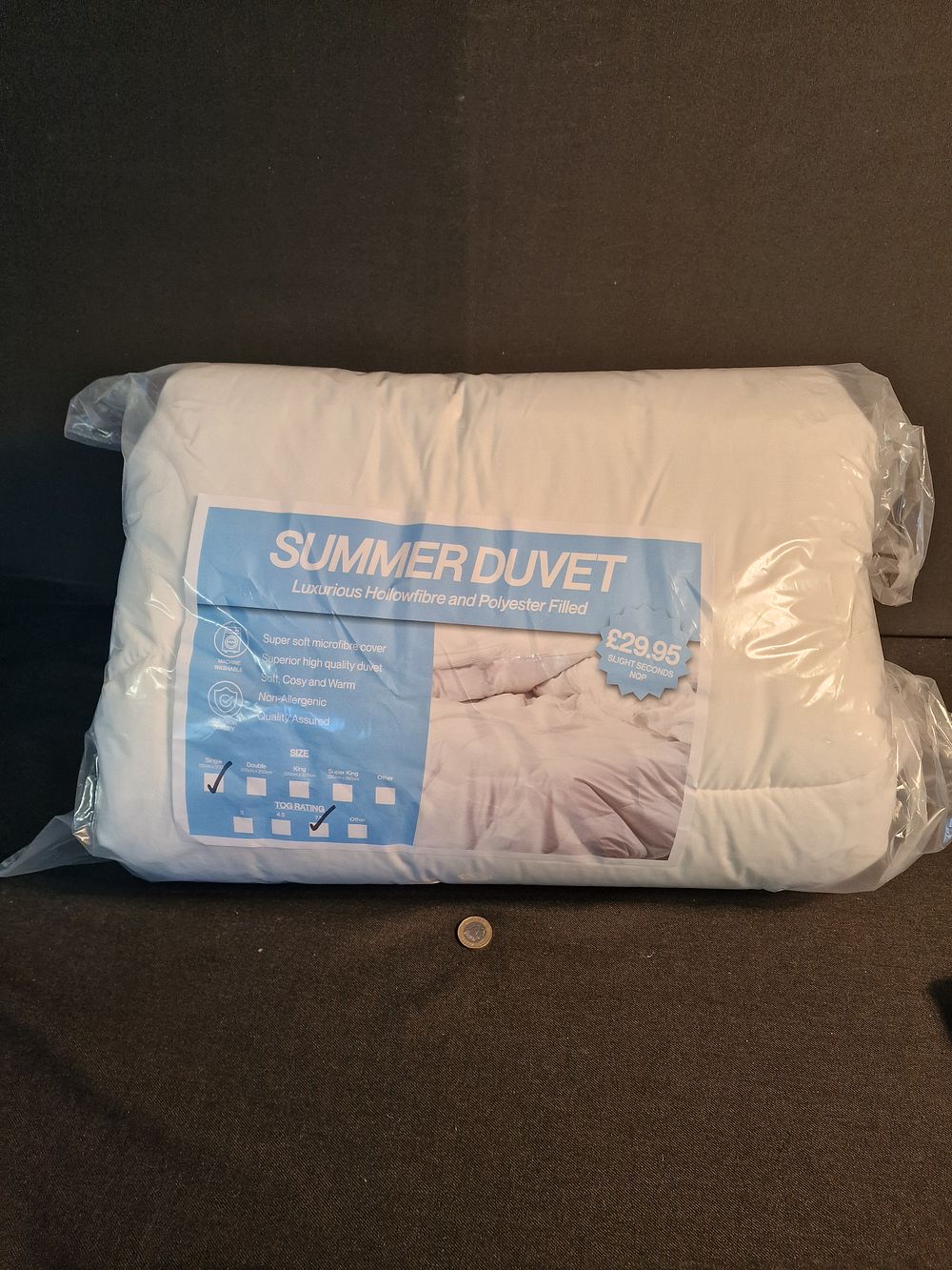 Lot 335: New Sealed Summer Duvet Single 7.5 Tog RRP £29.95 Slight Seconds