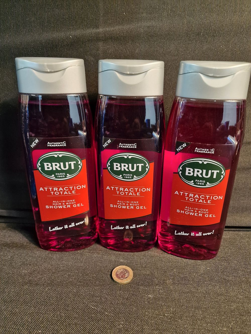 Lot 399: x3 Brut Attraction Totale All in One Hair & Body Shower Gel