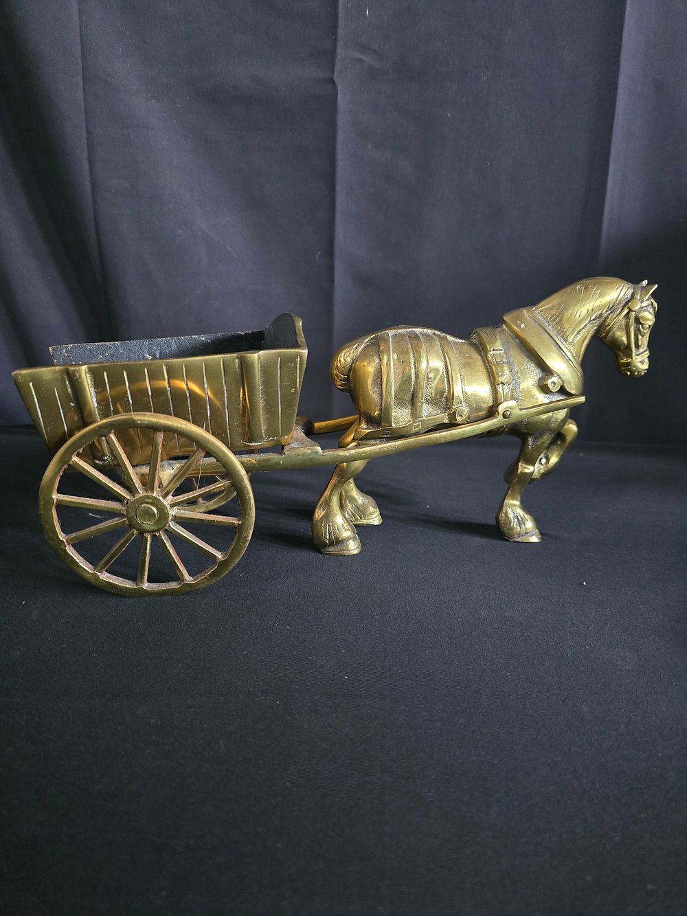 Lot 151: A very Heavy brass horse and cart