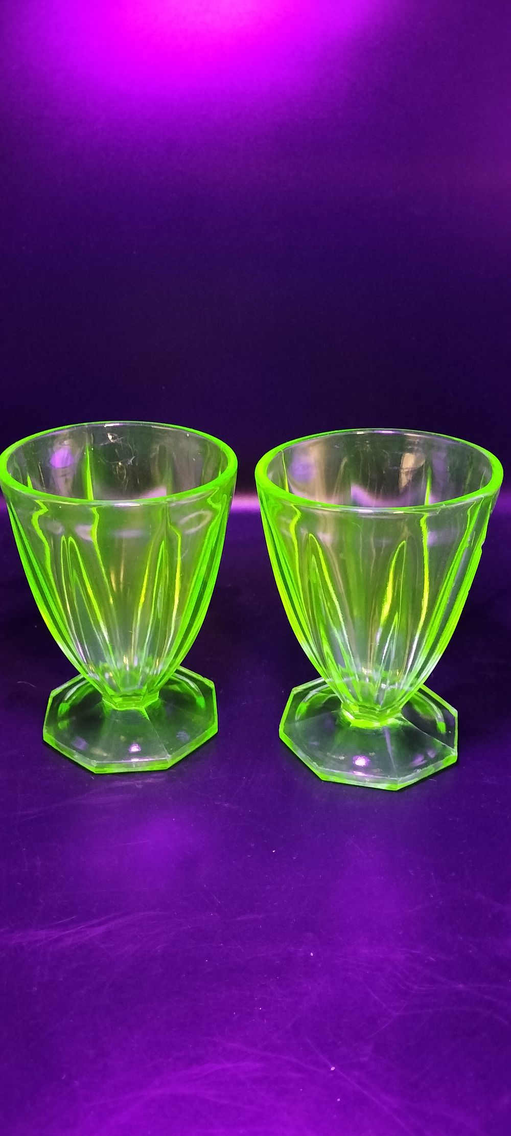 Lot 167: Two art deco uranium glass glasses. Measures approx...