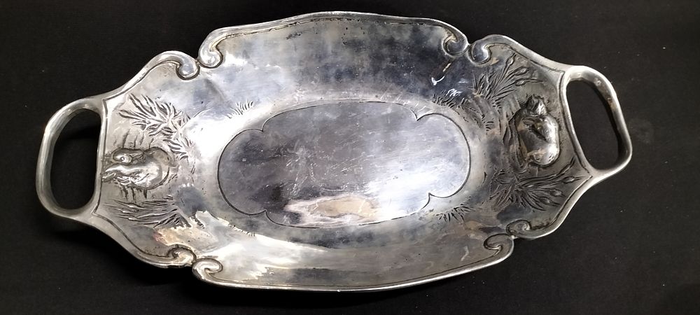 Lot 174: Etain 92% Tin Art tray Adorned with ducks...