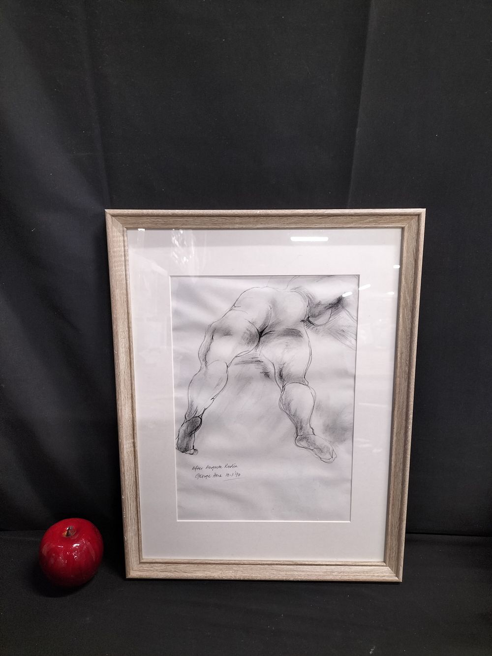 Lot 179: Framed Signed George Horn 10.1.90 black and white...