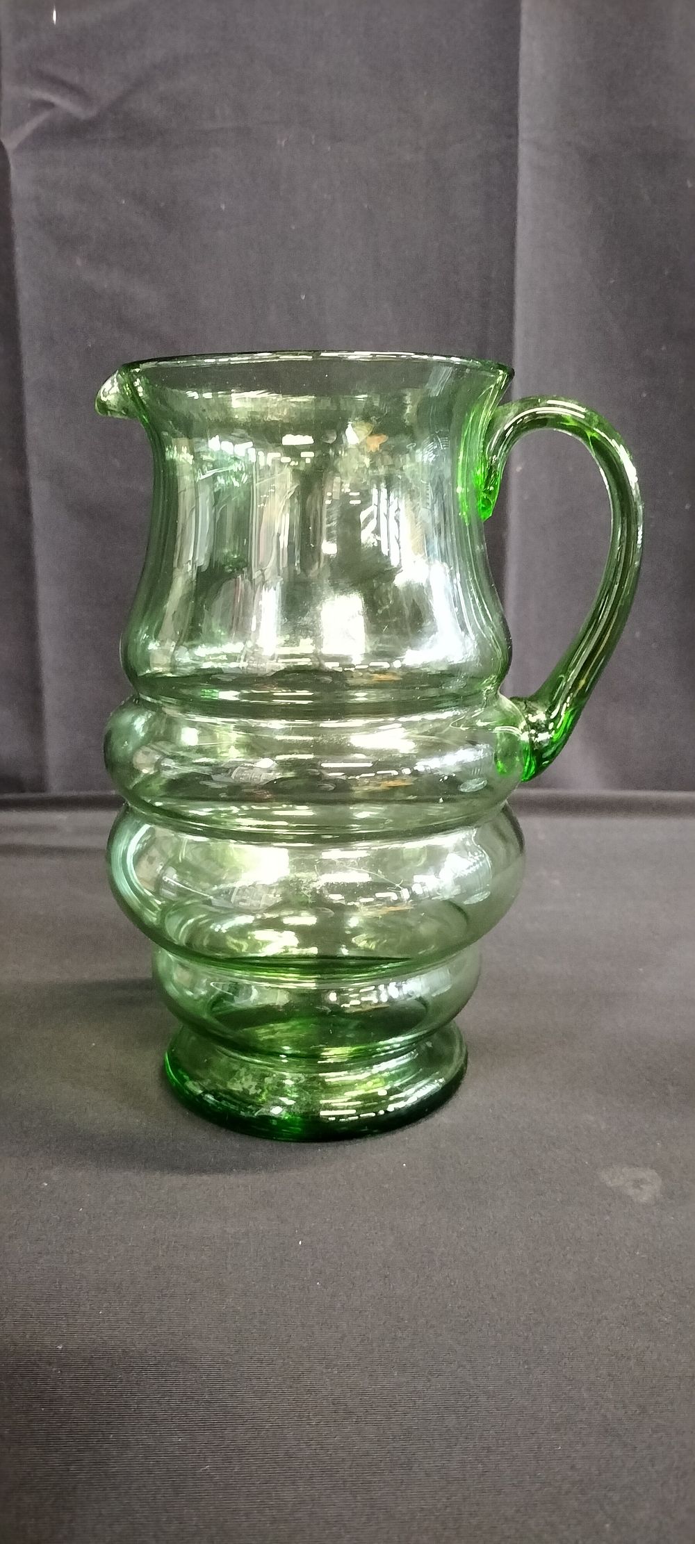 Lot 186: Vintage green glass pitcher jug
