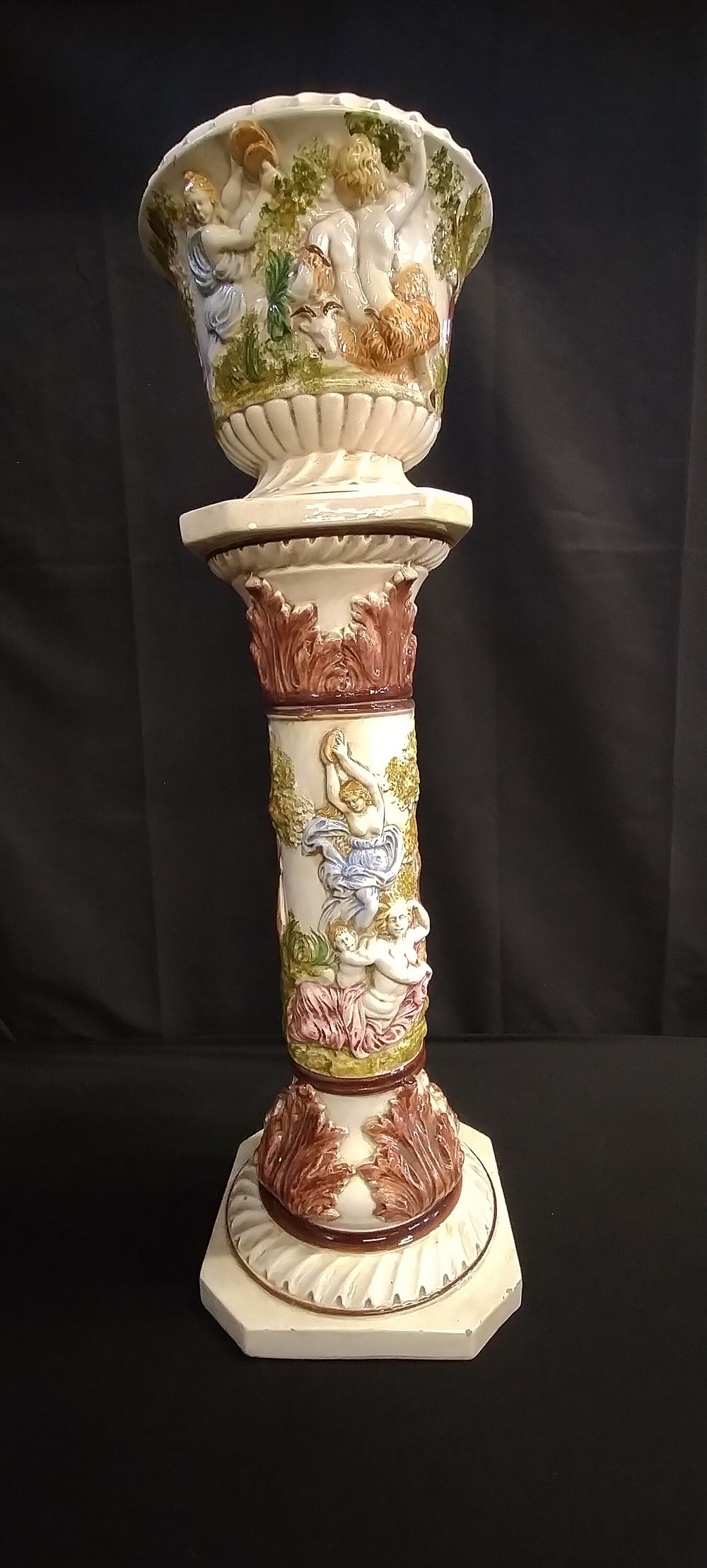 Lot 234: Jardiniere plant stand and planter with makers name...