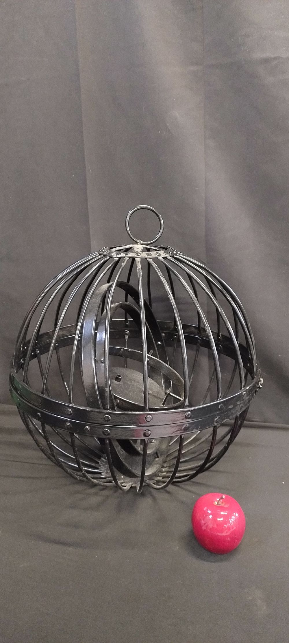 Lot 244: Antique Wrought iron gimballed whalers ships lantern can...