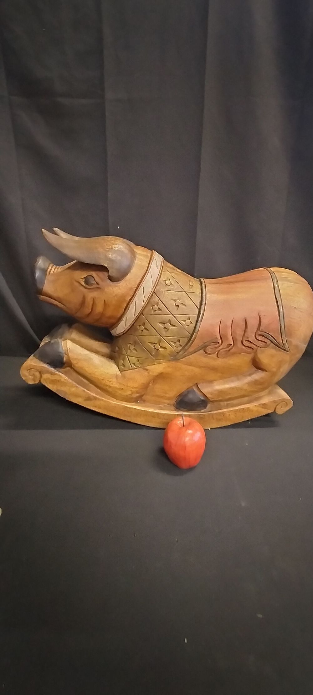 Lot 298: Solid Wood carving of a rocking pig hand...