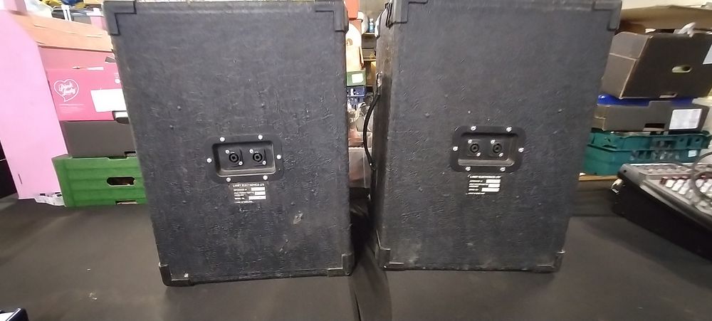 Lot 304: Pair of Linley Theatre 1200 speakers with handles
