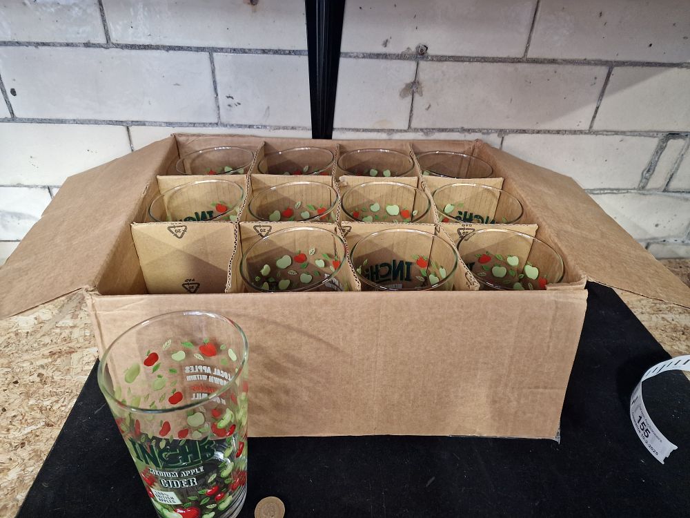 Lot 152: Box of 12 Brand New Inchs Cider Pint Glasses COLLECTION ONLY