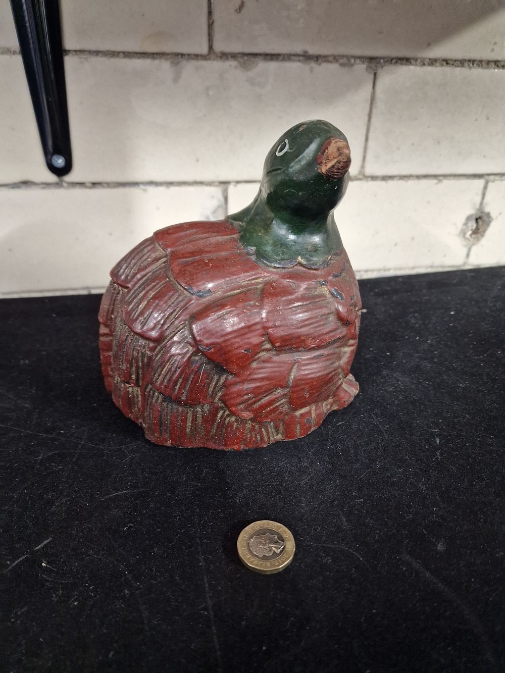 Lot 238: Hand Carved Wooden Quail Figurine