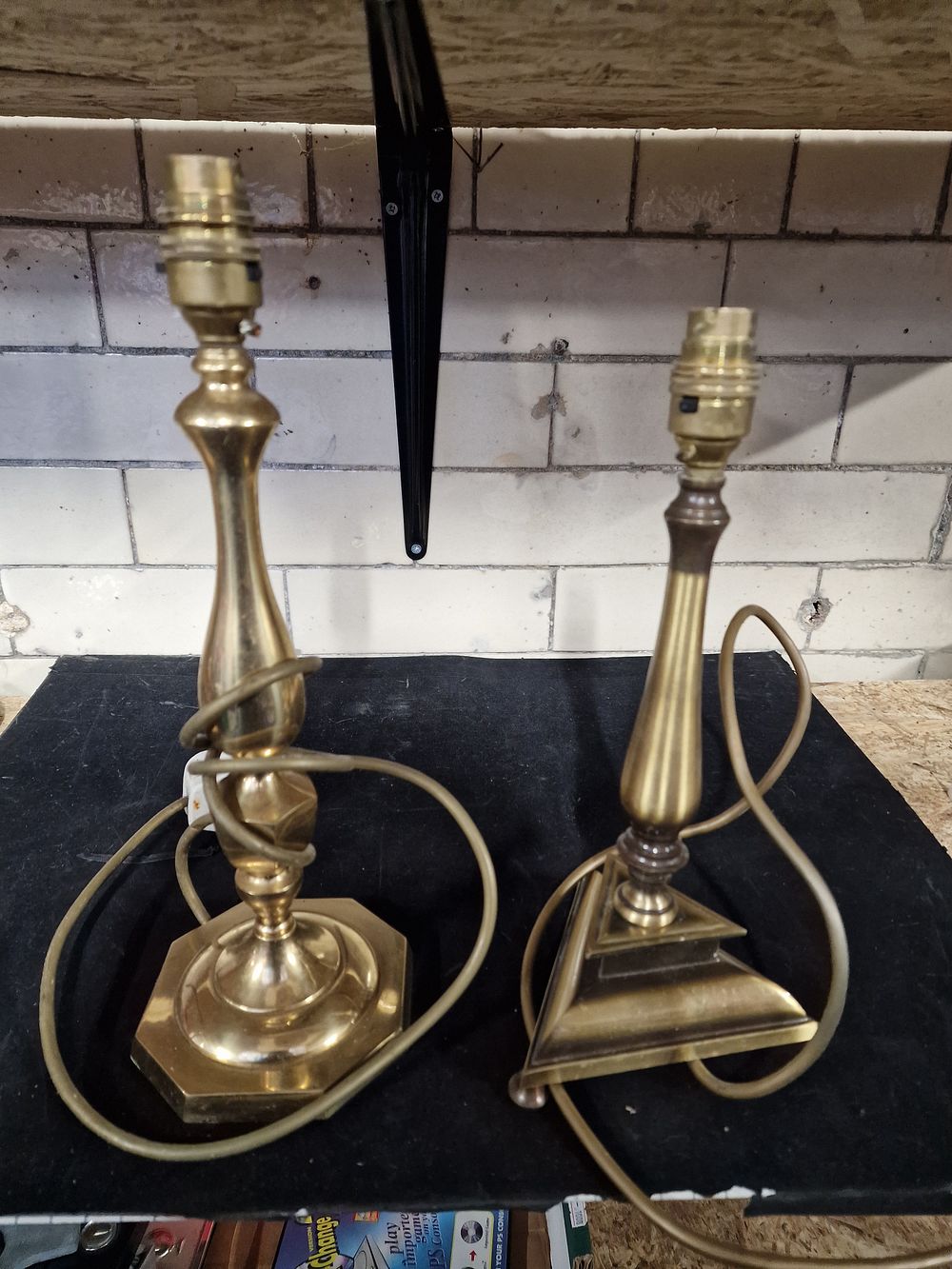 Lot 266: Pair of Brass Lamps a/f
