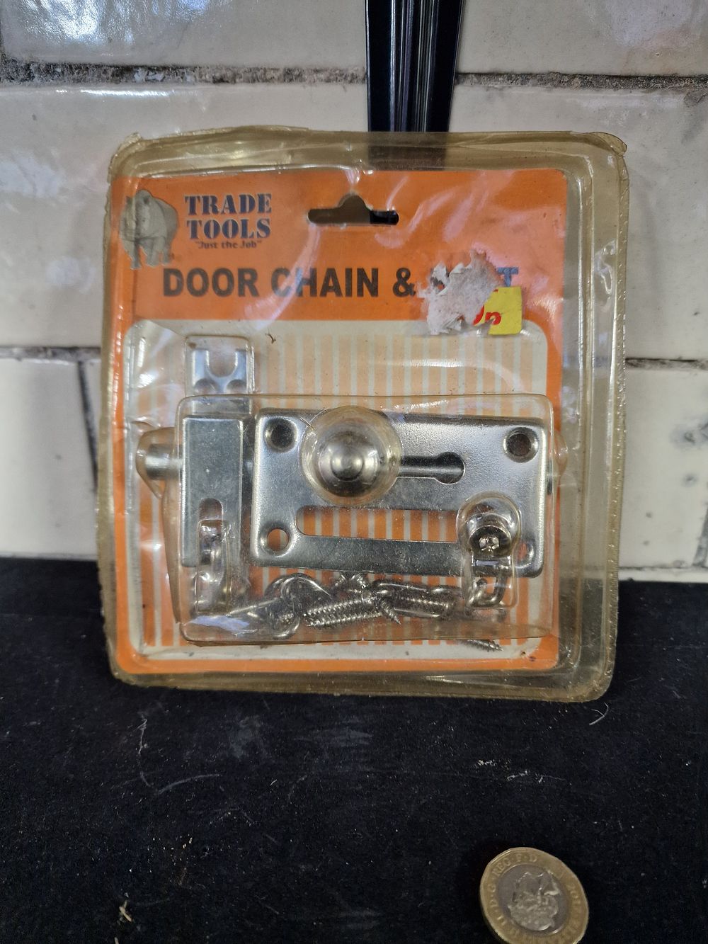 Lot 280: Door Chain & Bolt. Ideal for keeping the Bailiffs at bay when you don't pay your Auction Bills!
