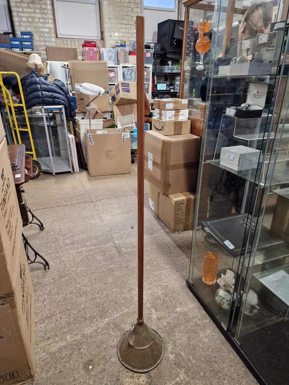 Lot 399: Vintage copper and wood handled Vacuum Posser COLLECTION ONLY