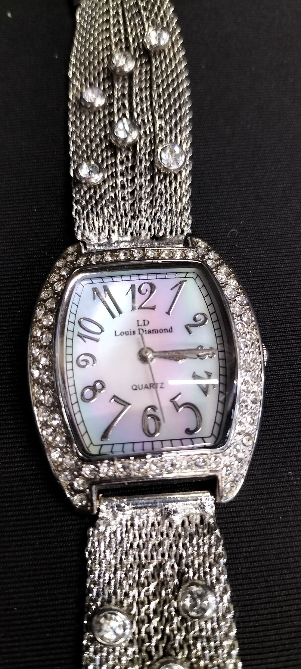 Lot 182: womens Louis Diamond quartz watch with a silver-tone...