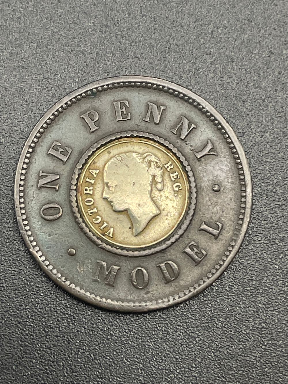 Lot 203: 1844 Victoria One Penny Model Coin by Joseph...