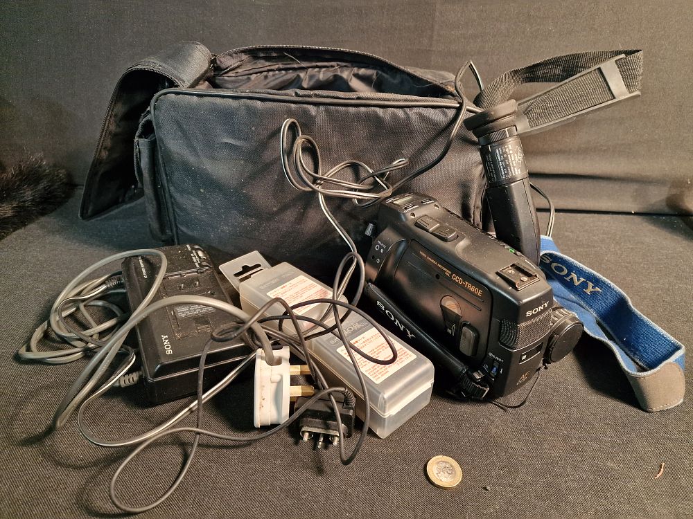 Lot 156: Vintage Sony Camcorder and Accessories in Bag a/f
