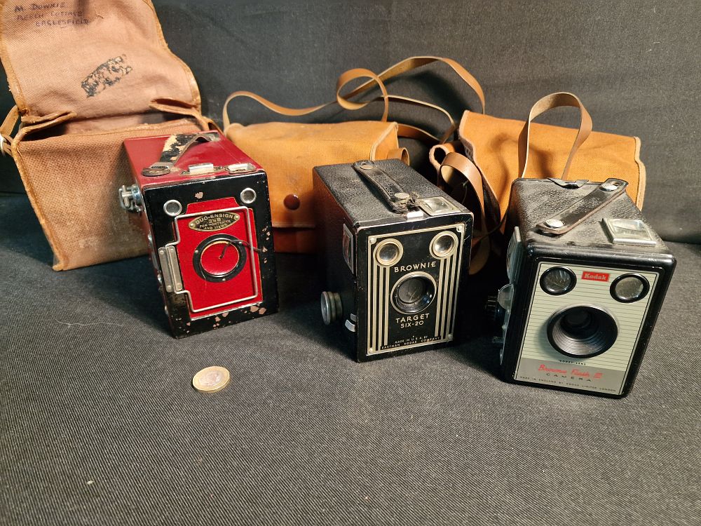 Lot 170: Three Box Cameras and Cases inc Brownie Target Six-20