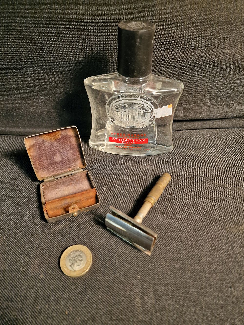 Lot 187: Vintage Gillette Travel Razor and Brut Aftershave