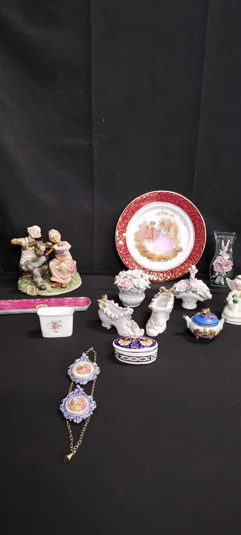 Lot 235: Mixed lot of Various pottery ornaments. Including Limoges...