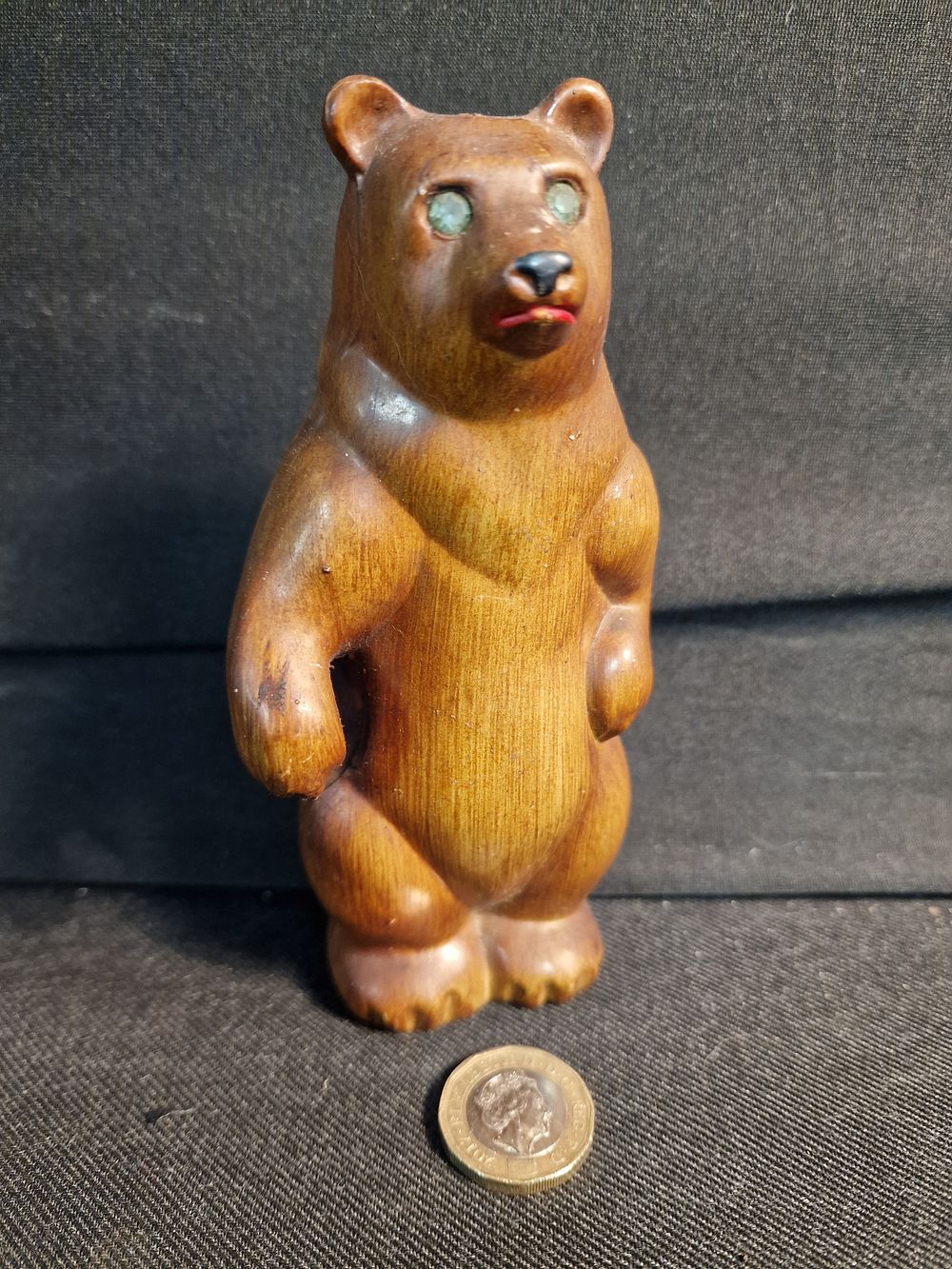 Lot 227: Vintage Bear Figurine with Green Glass Eyes