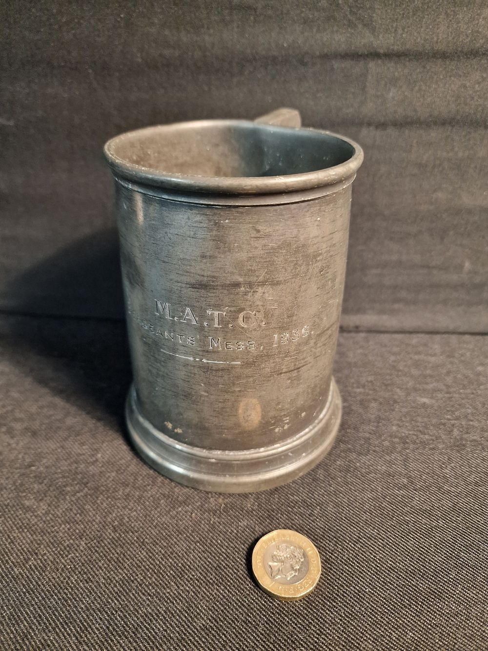 Lot 239: Vintage Glass Bottom Pewter Tankard