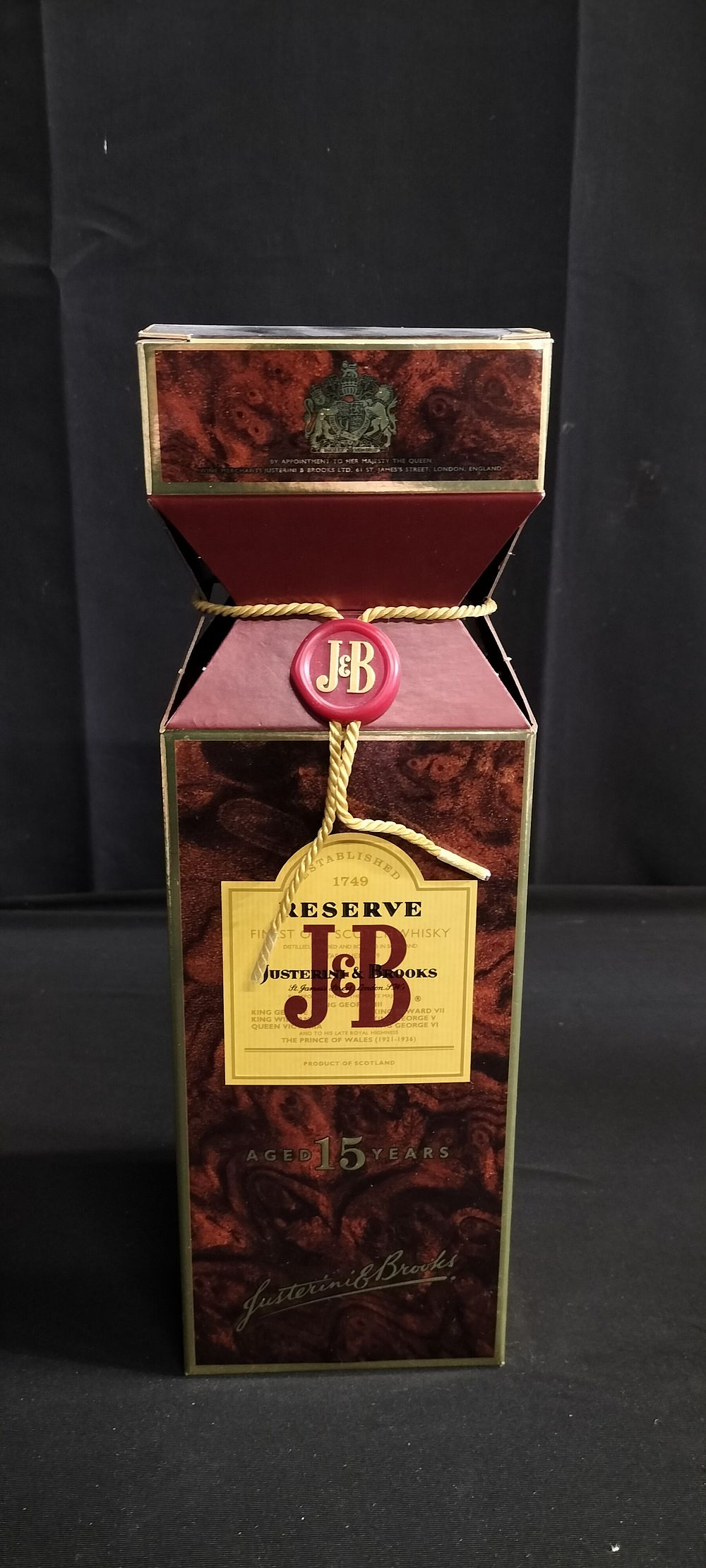 Lot 259: Boxed and Unopened 1990's 15 year old J&B...