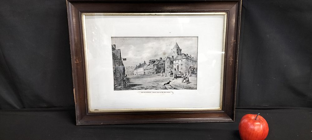 Lot 295: Framed Black and white print of Old Blackburn....