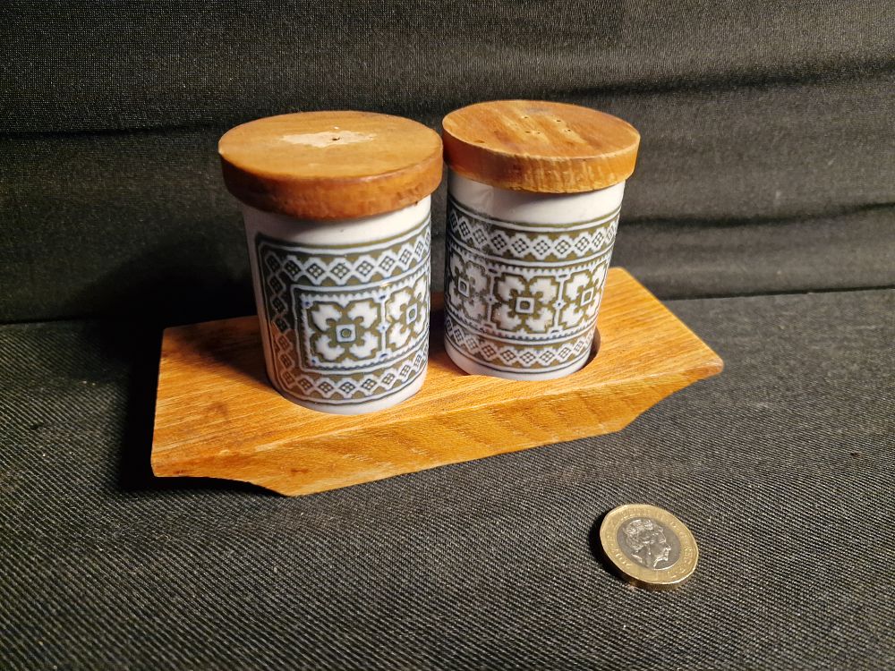 Lot 294: Vintage Hornsea Wood and Ceramic Salt and Pepper Set
