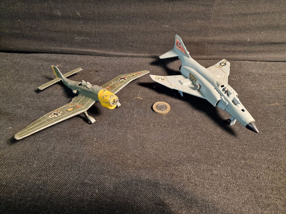 Lot 368: Pair of Vintage Dinky Toy Planes Play Worn