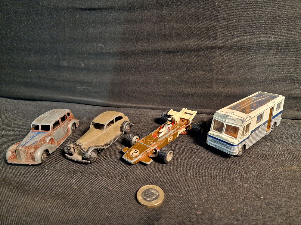Lot 370: Selection of Vintage Dinky Toy Vehicles Play Worn