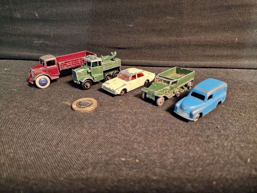 Lot 374: Vintage Dinky and Lesney Toy Vehicles Play Worn