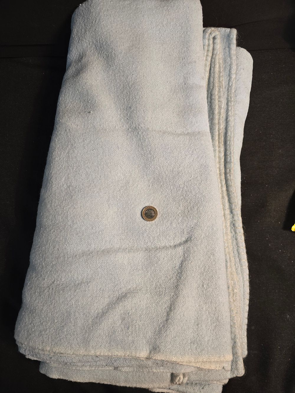 Lot 389: Very large baby blue vintage blanket