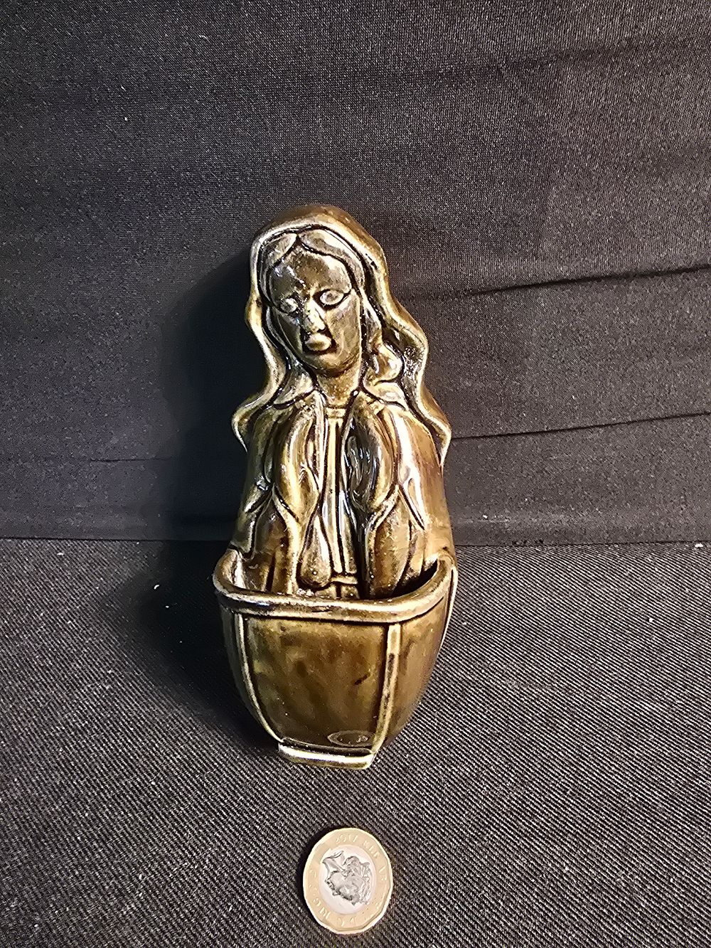 Lot 398: KNOCK POTTERY IRELAND CELTIC HOLY WATER FONT VIRGIN MARY EIRE CATHOLIC