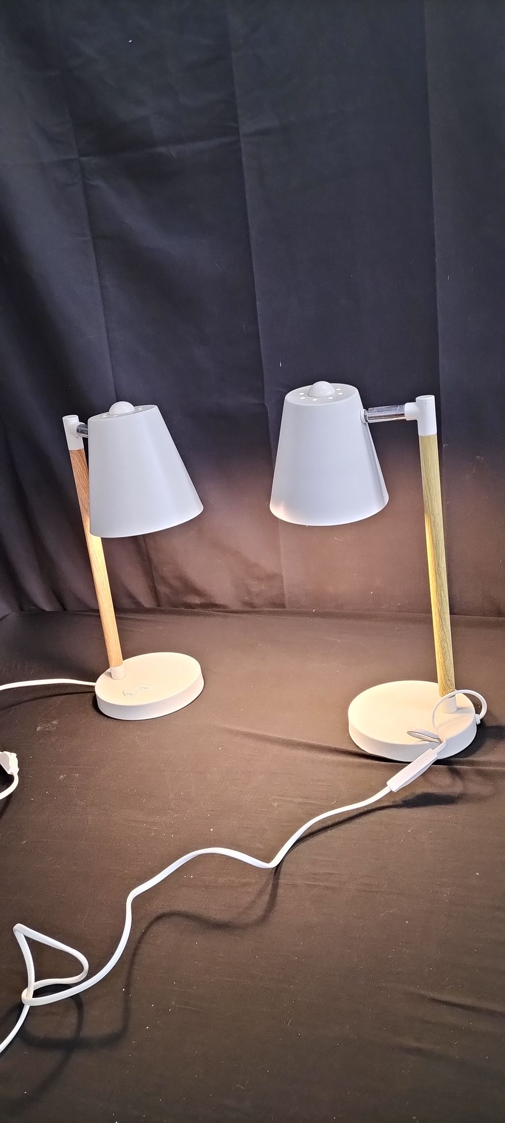 Lot 304: Two metal Reading table lamps with independent on/off...