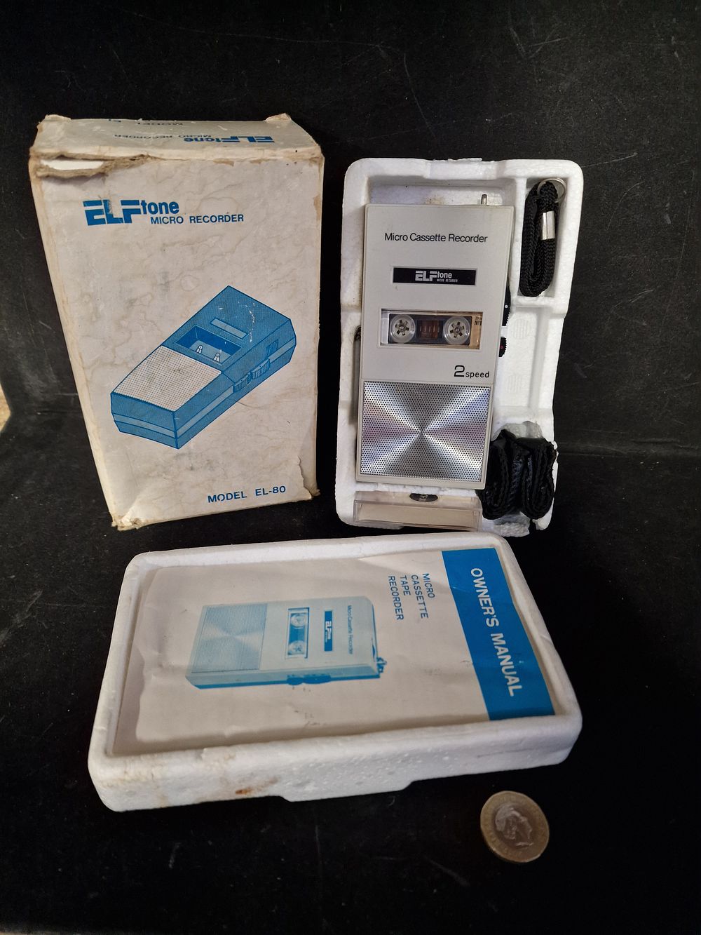 Lot 154: Vintage Elftone Micro Cassette Recorder in Box a/f