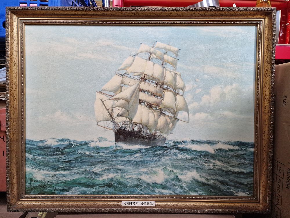 Lot 220: Framed Processed Textured Print of the Cutty Sark Approx 68x53cm