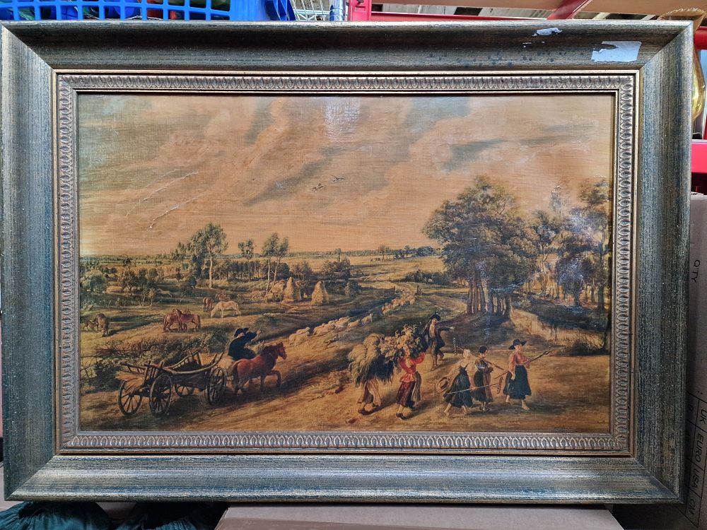 Lot 224: Return from the Harvest by Rubens A Genuine FIEHL Reproduction stamped on the reverse. Measures approx 58x82cm