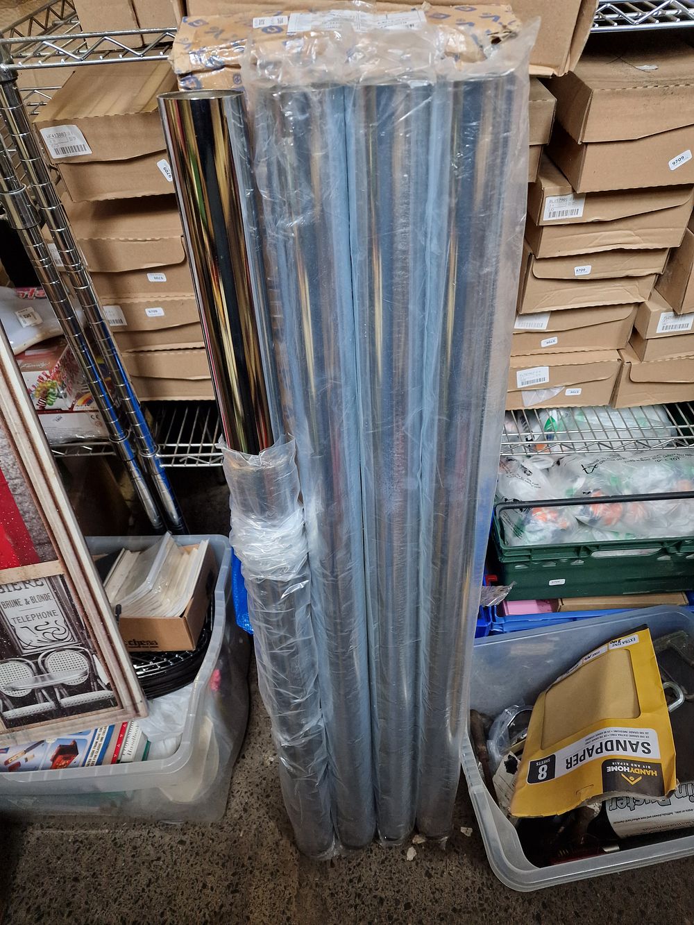 Lot 226: Four 60x1100mm Chrome Worktop / Breakfast Bar Legs