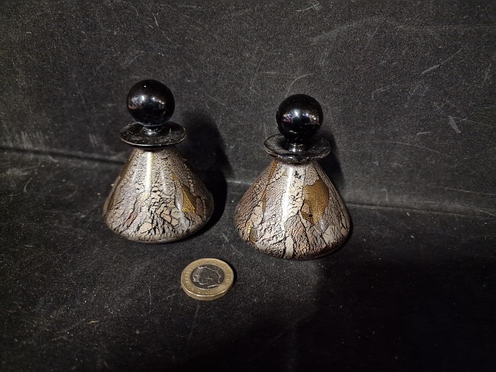 Lot 266: Pair of Vintage Azurene Glass Perfume Bottles by Wight Glass