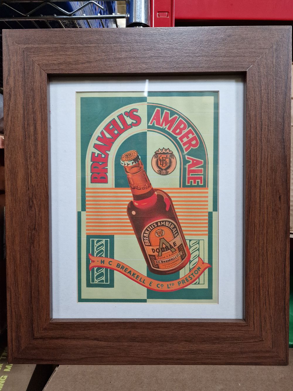 Lot 267: Framed Reproduction Print of a Breakell's Amber Ale Advert 39x33cm