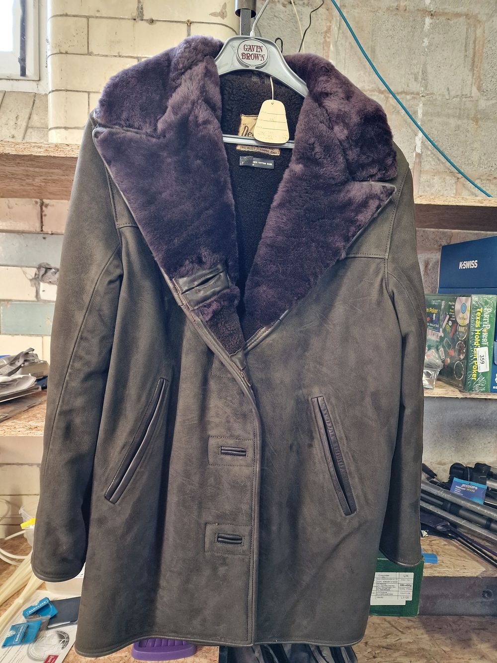 Lot 309: Ladies Size 38" Denburry Suede Sheepskin Coat