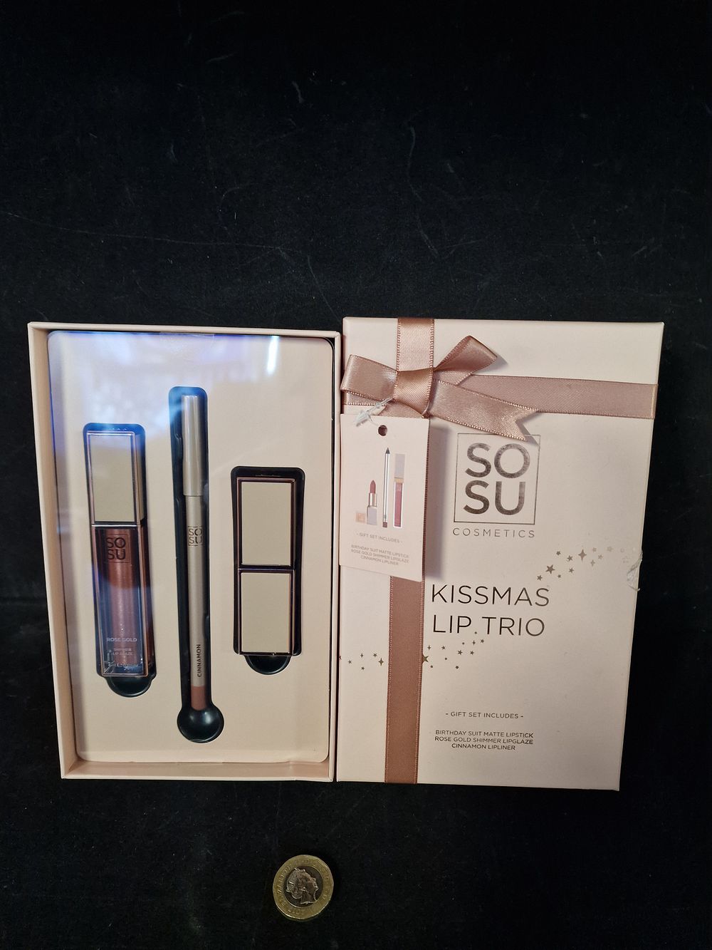 Lot 315: New Sosu Cosmetics Kissmas Lip Trio Gift Set