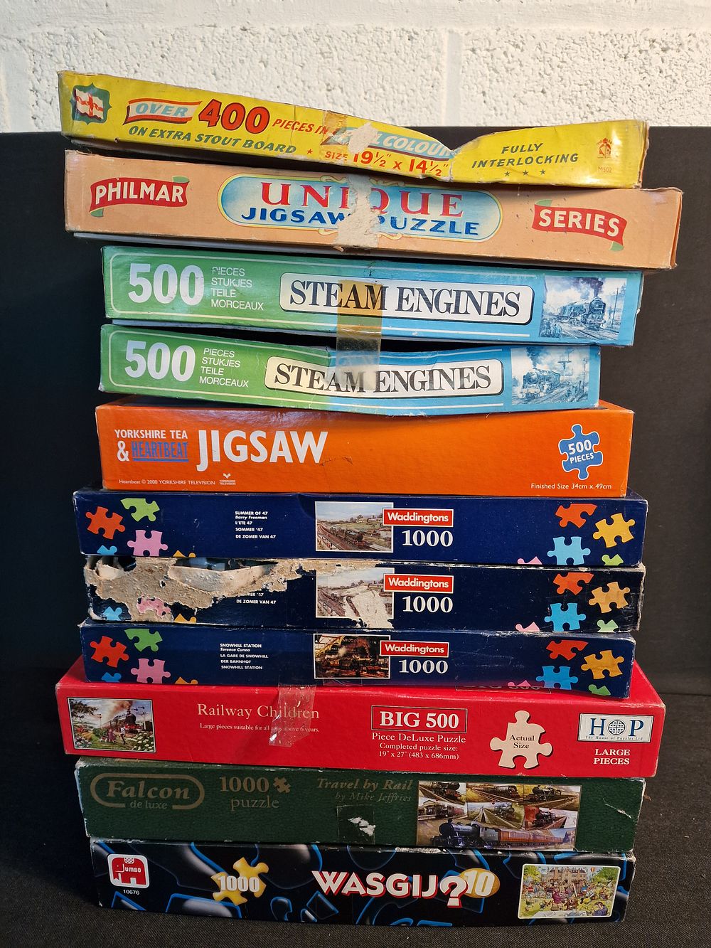 Lot 341: Selection of Vintage Jigsaws a/f. Mostly Steam Trains