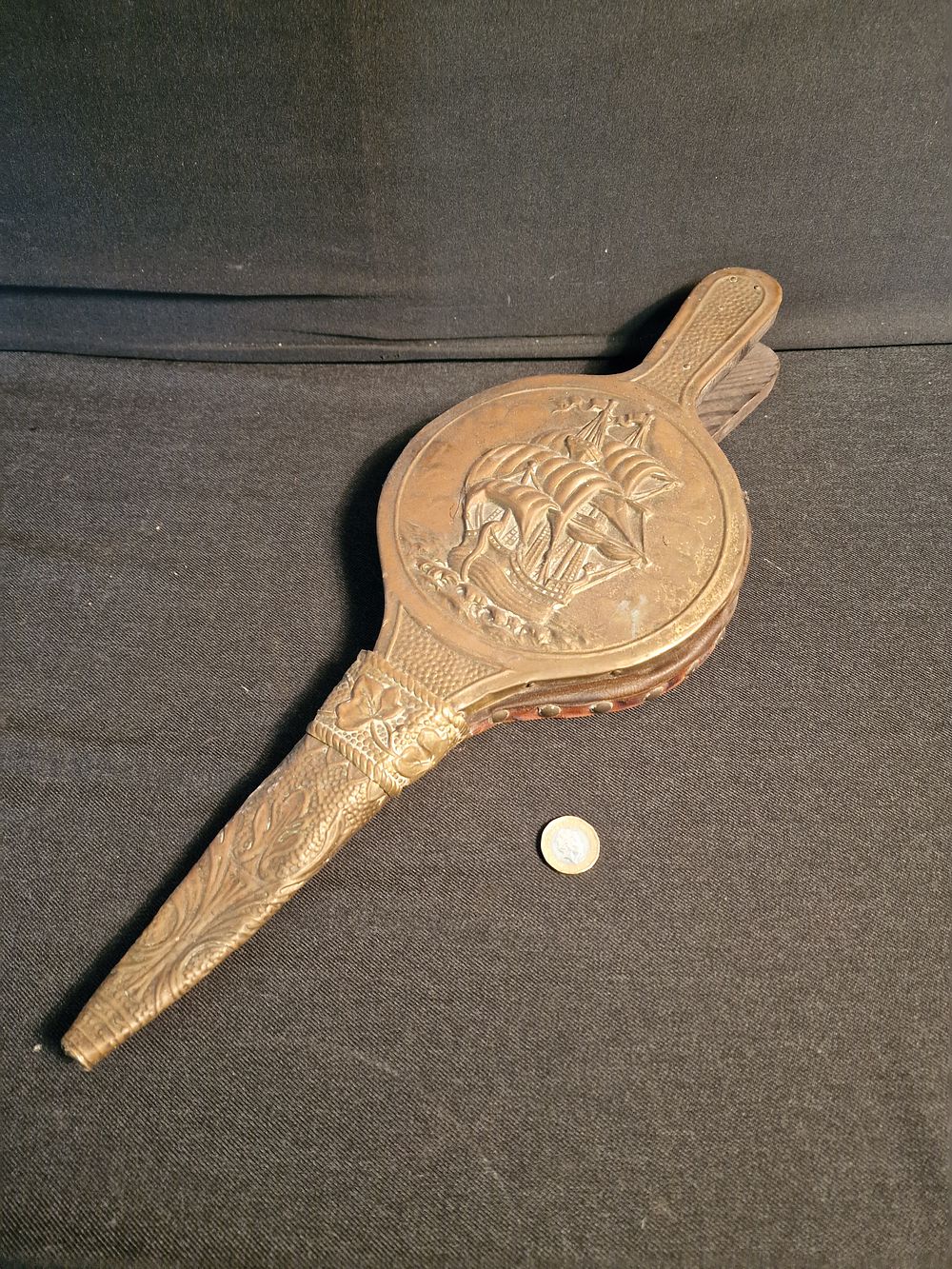 Lot 343: Vintage Wood and Brass Bellows