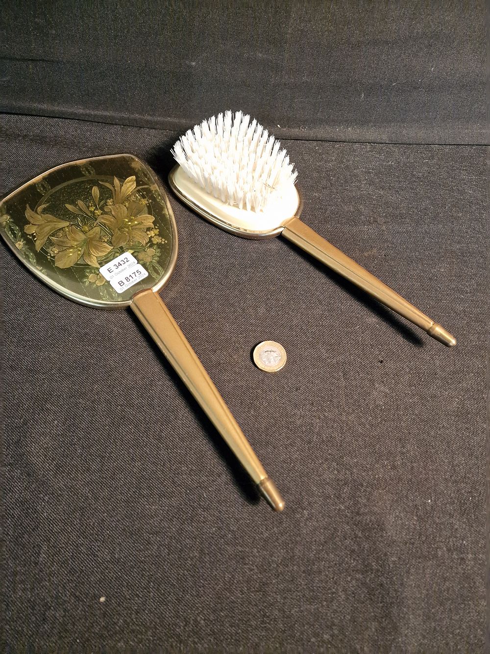 Lot 358: Vintage Vanity Mirror and Brush