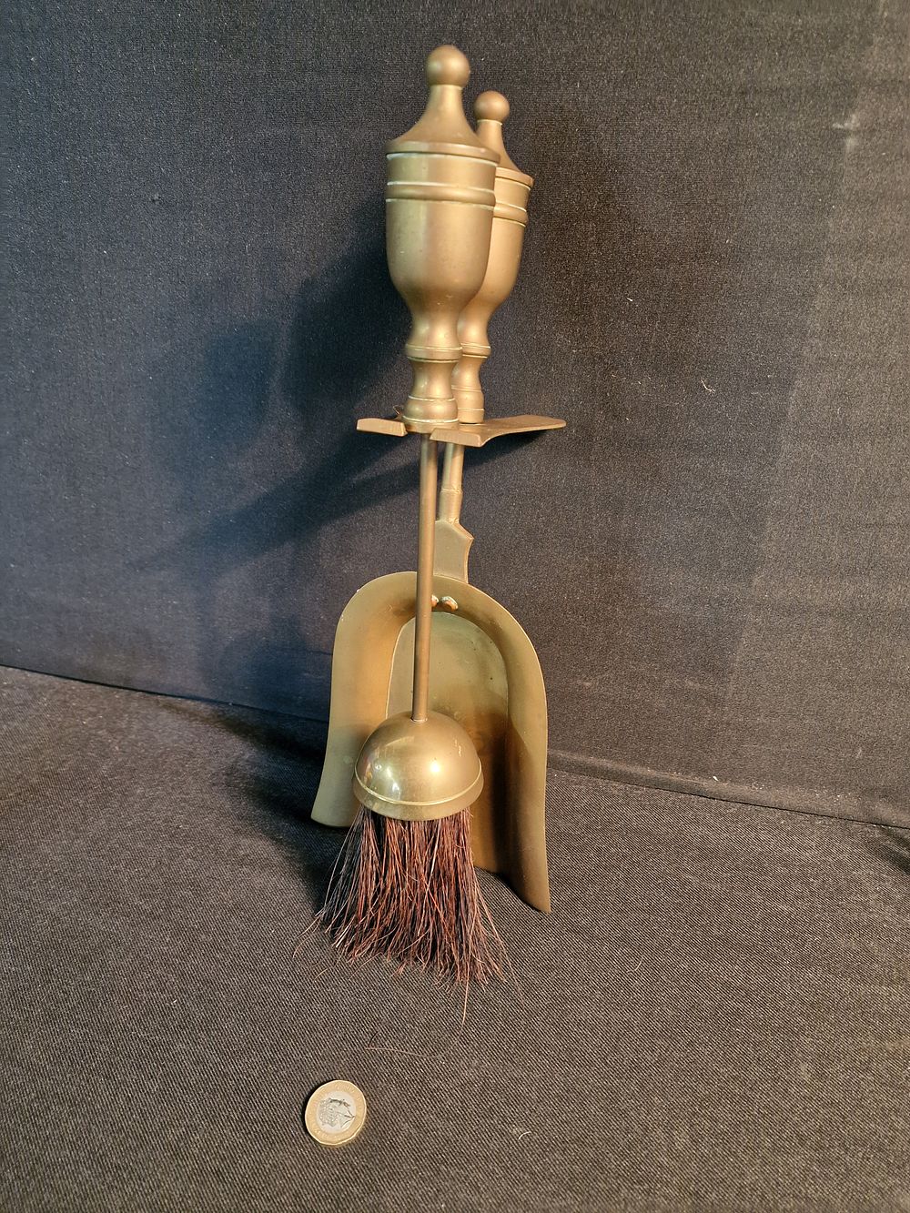 Lot 359: Vintage Brass Companion Set Brush and Shovel