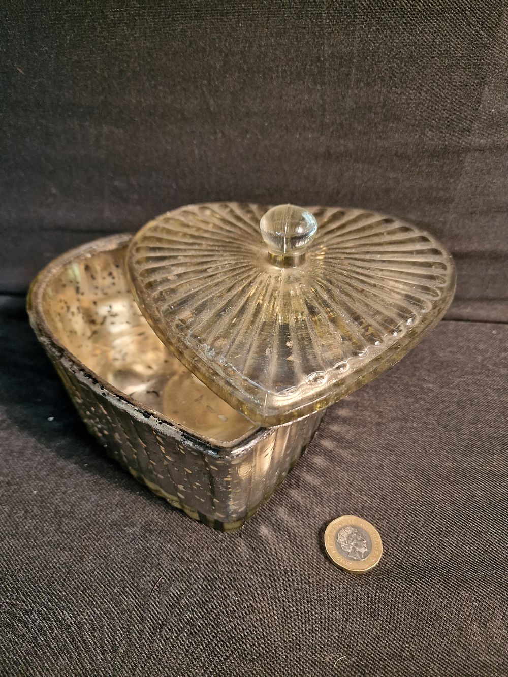 Lot 363: Glass Love Heart Trinket Box