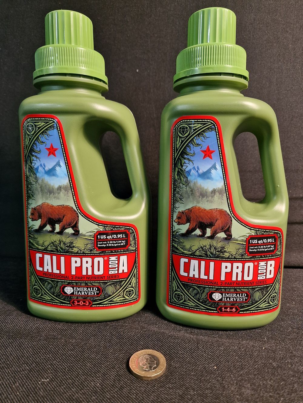 Lot 393: Emerald Harvest Cali Pro Bloom Professional Two Part Plant & Crop Nutrients 950ml
