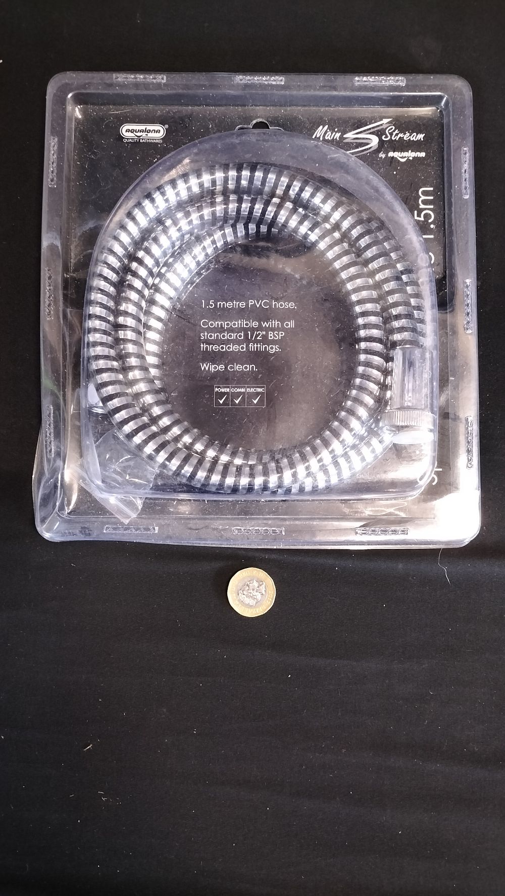 Lot 553: Chrome spiral 1.5 meter pvc hose